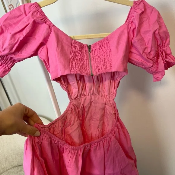 Pink Off-Shoulder Mini Dress - Picture 7 of 9